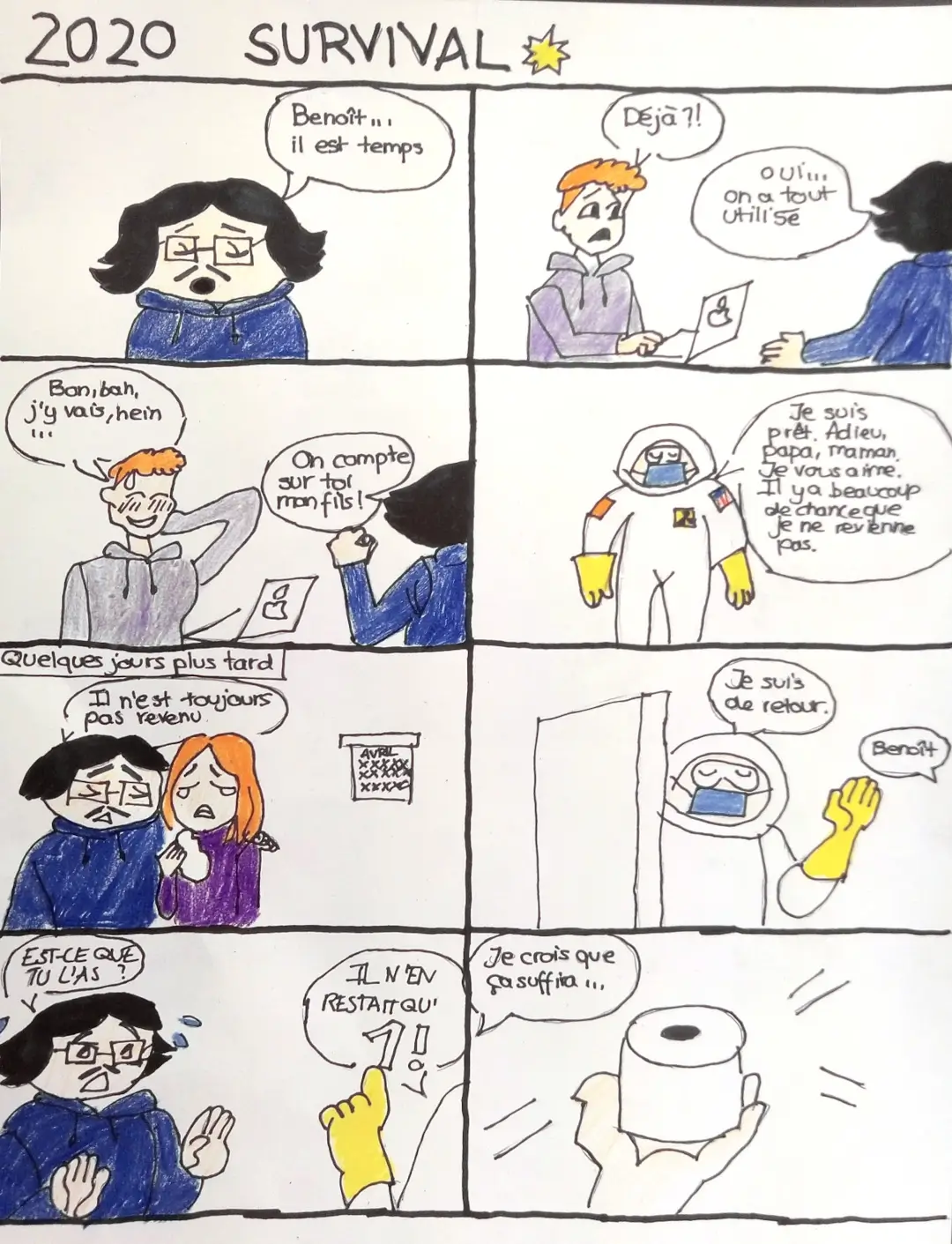 apprendre_a_dessiner 13 L'une des BD dessinée : un clin d’œil humoristique au confinement pendant la pandémie de COVID.