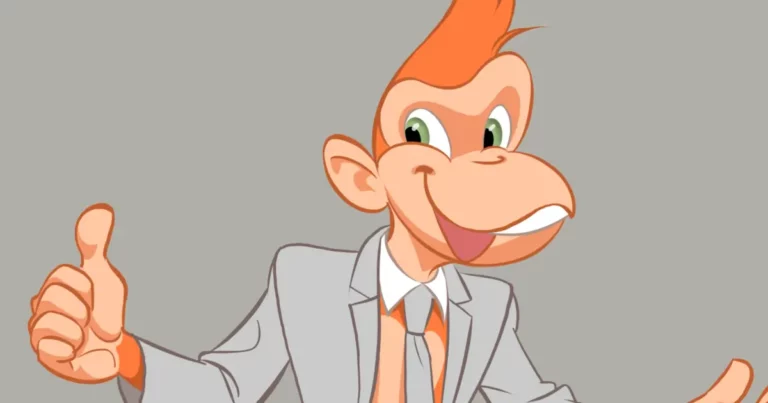 Une mascotte qui donne la banane ! 2 Jocko, la mascotte du site Jocko.fr, courtier en assurances.