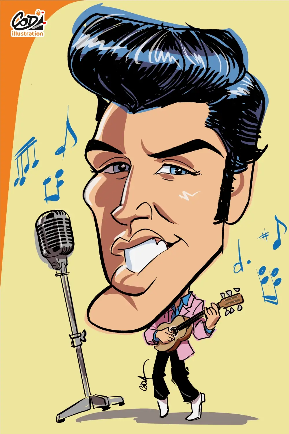 caricature Elvis Presley