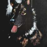 Portrait peint à la main sur t-shirt noir d’un chien Altdeutscher Schäferhund