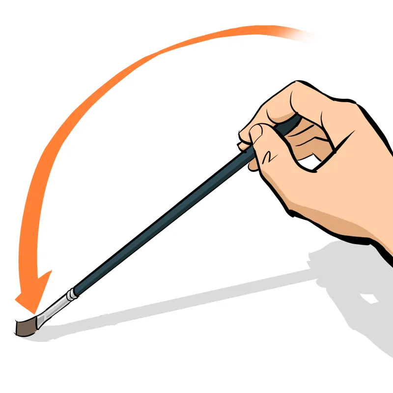 PEINTURE SUR TISSU : LES 7 ÉTAPES POUR RÉUSSIR ! 6 Grande courbe tracée par une main tenant l’extrémité du long manche du pinceau